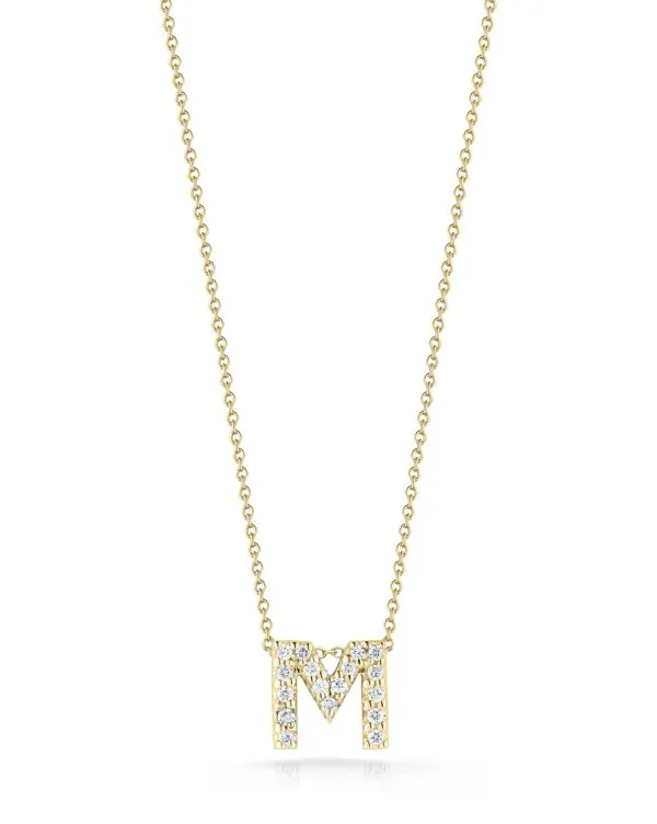 ROBERTO COIN Necklaces 18K YELLOW GOLD TINY TREASURES DIAMOND LOVE LETTER M NECKLACE ROBERTO COIN Necklaces 18K YELLOW GOLD TINY TREASURES DIAMOND LOVE LETTER M NECKLACE