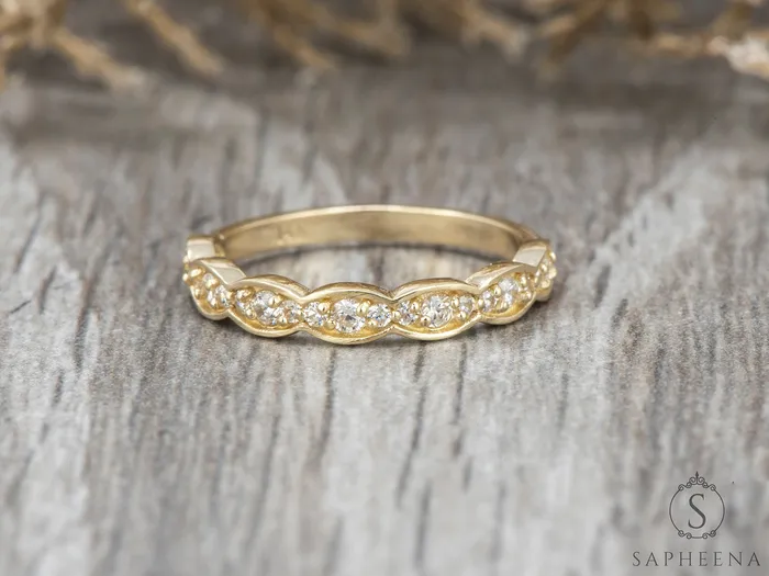 Sapheena Jewelry Athena 16 Ct Art Deco Wedding Band Rings