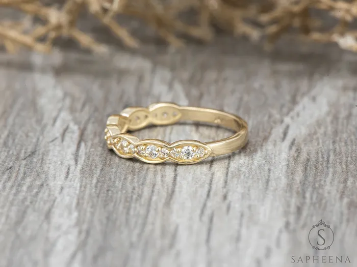 Sapheena Jewelry Athena 16 Ct Art Deco Wedding Band Rings