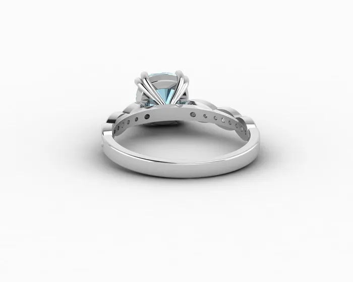 Sapheena Jewelry Celeste 15 Ct Solitaire Cushion Cut Natural Aquamarine Engagement Ring With Side Stones Rings