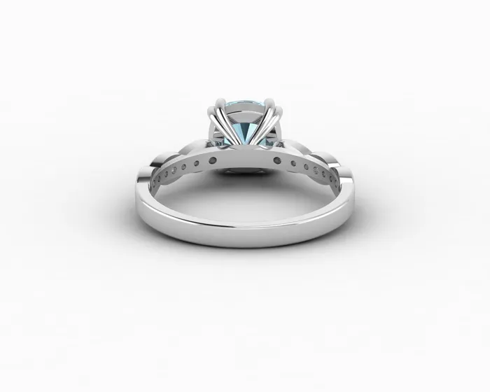 Sapheena Jewelry Celeste 15 Ct Solitaire Cushion Cut Natural Aquamarine Engagement Ring With Side Stones Rings