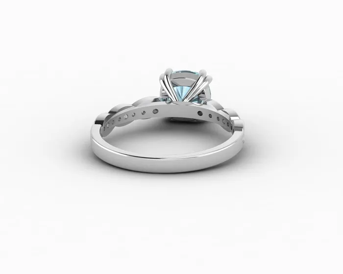 Sapheena Jewelry Celeste 15 Ct Solitaire Cushion Cut Natural Aquamarine Engagement Ring With Side Stones Rings