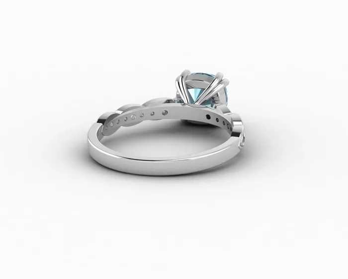 Sapheena Jewelry Celeste 15 Ct Solitaire Cushion Cut Natural Aquamarine Engagement Ring With Side Stones Rings