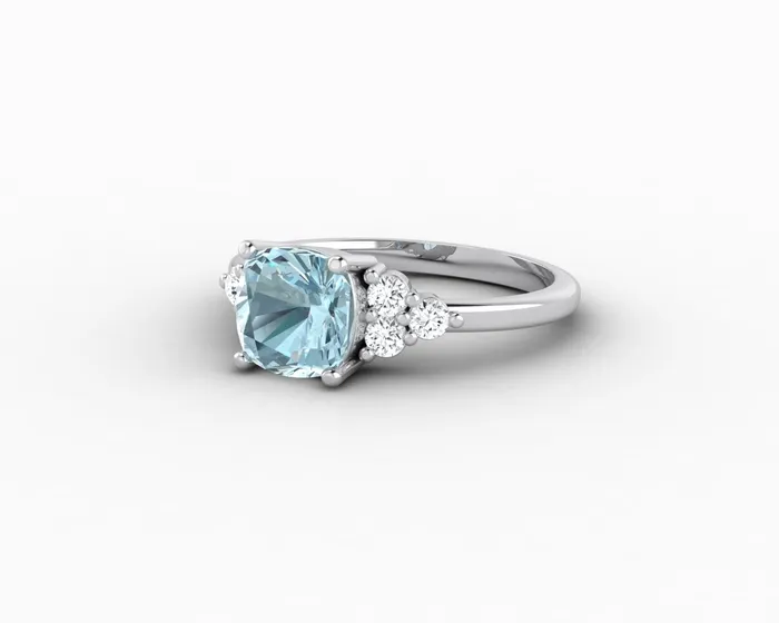 Sapheena Jewelry Rings Astrid 15 Ct Cushion Cut Natural Aquamarine Engagement Ring