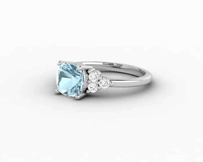 Sapheena Jewelry Rings Astrid 15 Ct Cushion Cut Natural Aquamarine Engagement Ring
