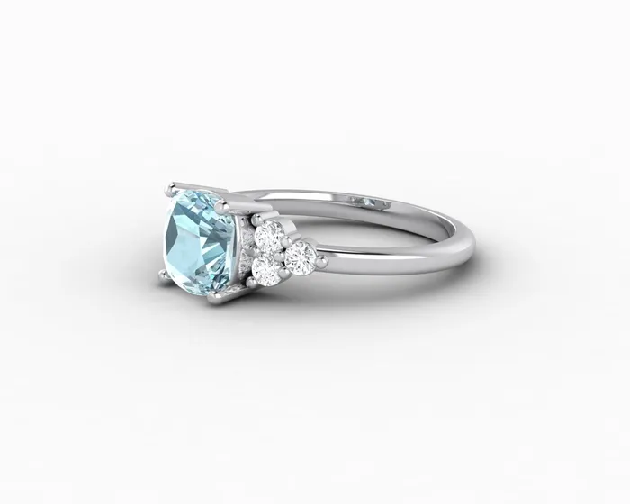 Sapheena Jewelry Rings Astrid 15 Ct Cushion Cut Natural Aquamarine Engagement Ring