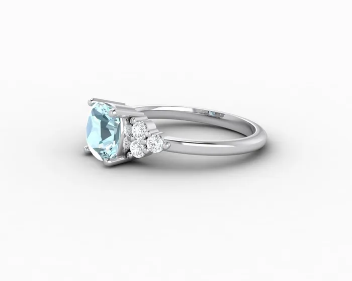 Sapheena Jewelry Rings Astrid 15 Ct Cushion Cut Natural Aquamarine Engagement Ring