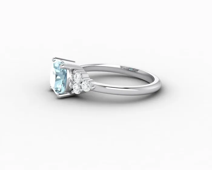 Sapheena Jewelry Rings Astrid 15 Ct Cushion Cut Natural Aquamarine Engagement Ring