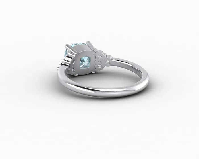 Sapheena Jewelry Rings Astrid 15 Ct Cushion Cut Natural Aquamarine Engagement Ring