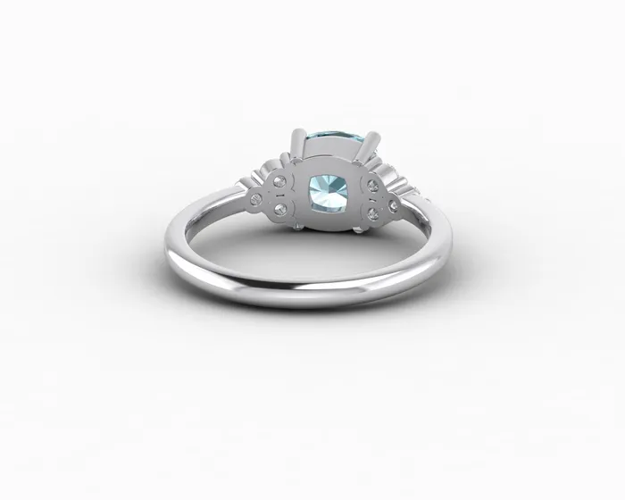 Sapheena Jewelry Rings Astrid 15 Ct Cushion Cut Natural Aquamarine Engagement Ring