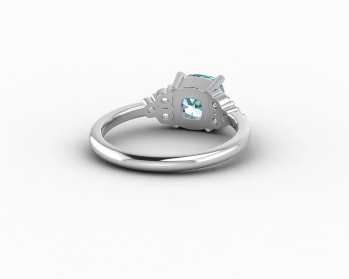 Sapheena Jewelry Rings Astrid 15 Ct Cushion Cut Natural Aquamarine Engagement Ring