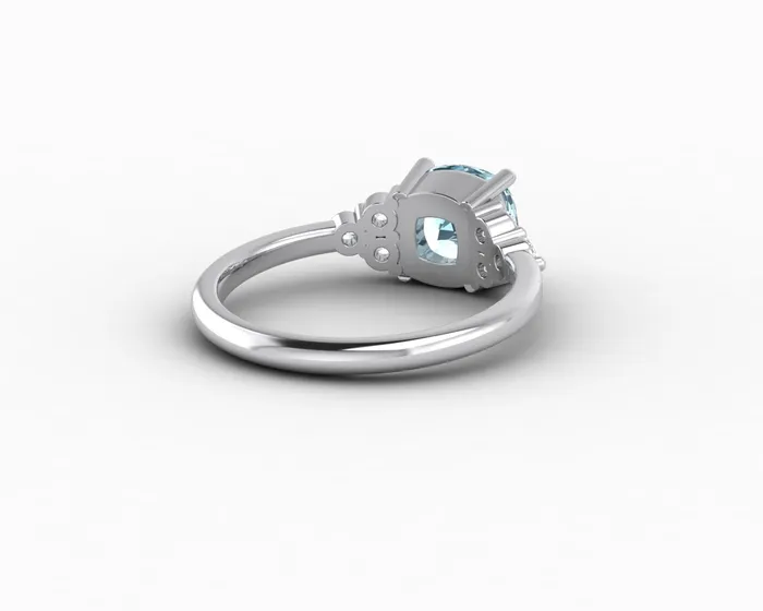 Sapheena Jewelry Rings Astrid 15 Ct Cushion Cut Natural Aquamarine Engagement Ring