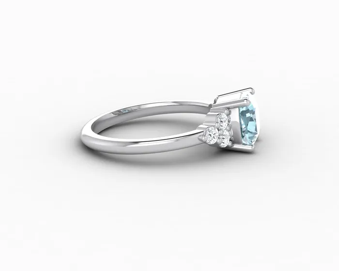 Sapheena Jewelry Rings Astrid 15 Ct Cushion Cut Natural Aquamarine Engagement Ring