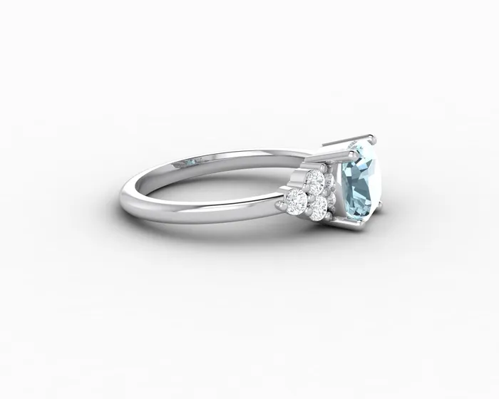 Sapheena Jewelry Rings Astrid 15 Ct Cushion Cut Natural Aquamarine Engagement Ring