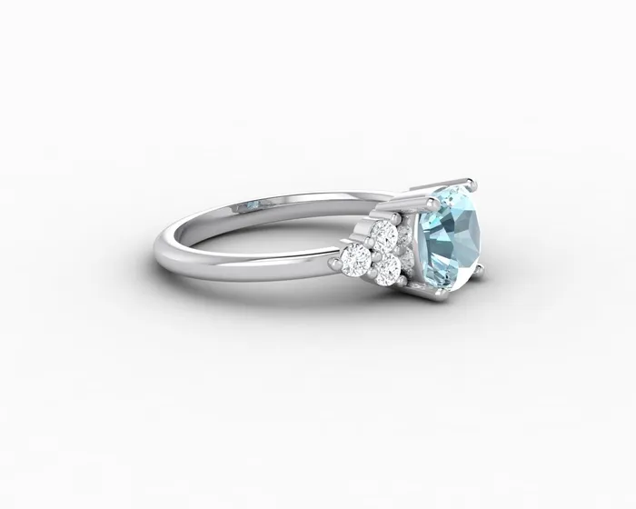 Sapheena Jewelry Rings Astrid 15 Ct Cushion Cut Natural Aquamarine Engagement Ring