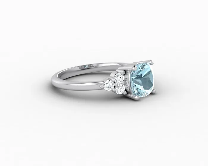 Sapheena Jewelry Rings Astrid 15 Ct Cushion Cut Natural Aquamarine Engagement Ring