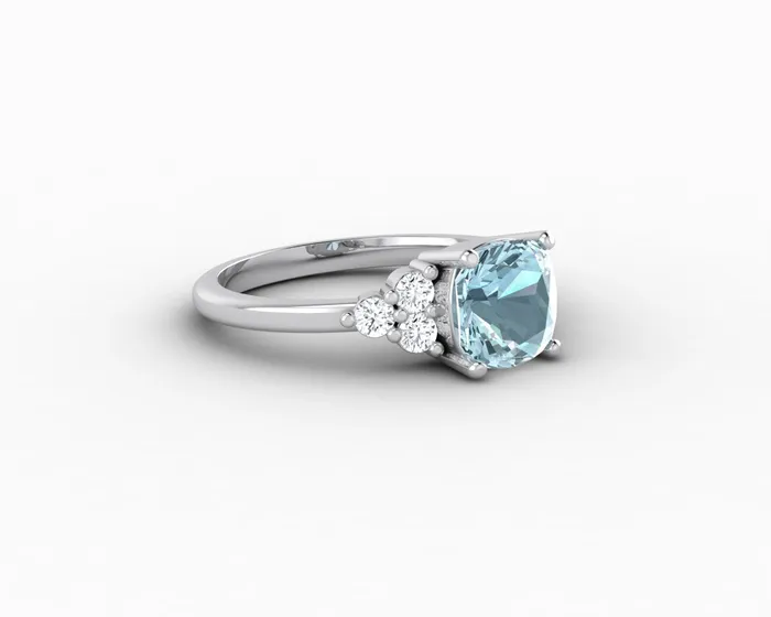 Sapheena Jewelry Rings Astrid 15 Ct Cushion Cut Natural Aquamarine Engagement Ring