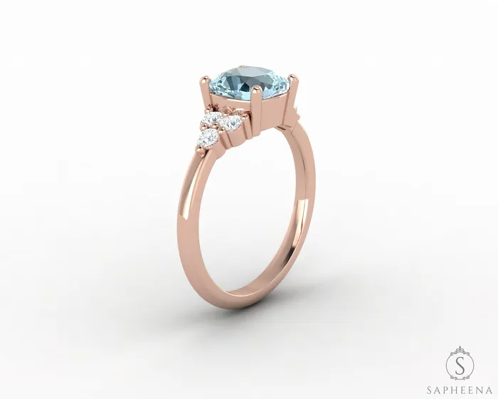 Sapheena Jewelry Rings Astrid 15 Ct Cushion Cut Natural Aquamarine Engagement Ring