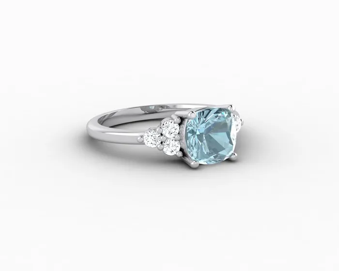 Sapheena Jewelry Rings Astrid 15 Ct Cushion Cut Natural Aquamarine Engagement Ring