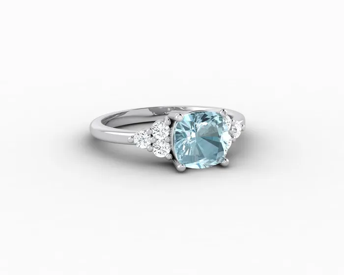 Sapheena Jewelry Rings Astrid 15 Ct Cushion Cut Natural Aquamarine Engagement Ring