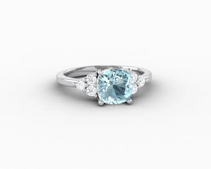 Sapheena Jewelry Rings Astrid 15 Ct Cushion Cut Natural Aquamarine Engagement Ring