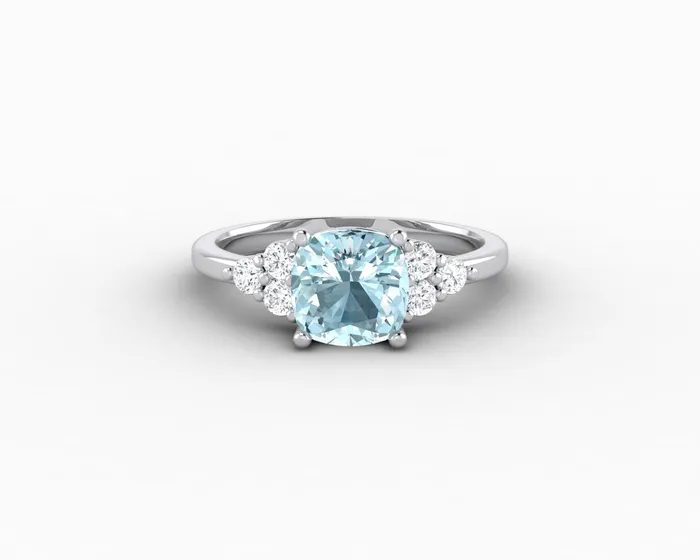 Sapheena Jewelry Rings Astrid 15 Ct Cushion Cut Natural Aquamarine Engagement Ring