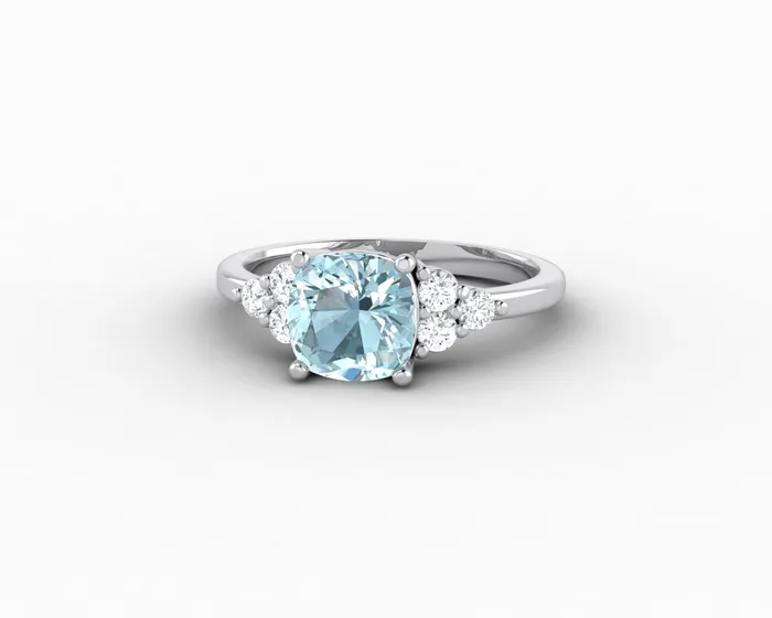 Sapheena Jewelry Rings Astrid 15 Ct Cushion Cut Natural Aquamarine Engagement Ring