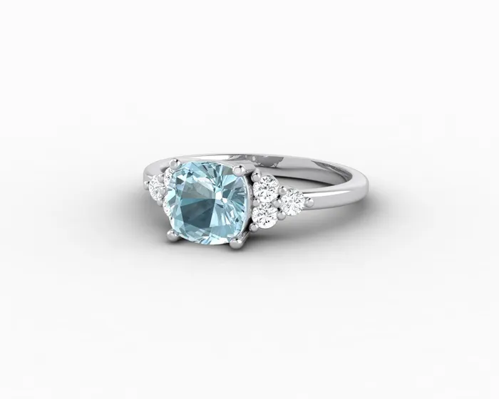 Sapheena Jewelry Rings Astrid 15 Ct Cushion Cut Natural Aquamarine Engagement Ring