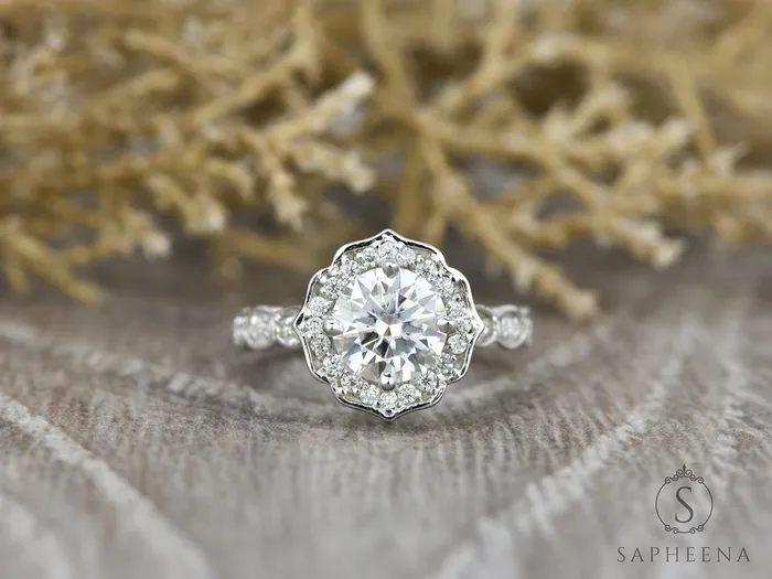 Sapheena Jewelry Rings Athena 10 Ct Round Cut Moissanite Engagement Ring