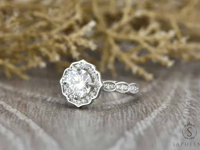 Sapheena Jewelry Rings Athena 10 Ct Round Cut Moissanite Engagement Ring