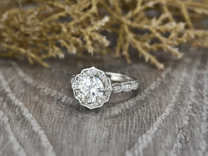 Sapheena Jewelry Rings Athena 10 Ct Round Cut Moissanite Engagement Ring