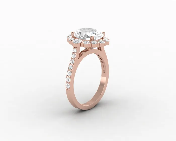 Sapheena Jewelry Rings Enya 20 Ct Oval Cut Halo Moissanite Engagement Ring with Side Stones