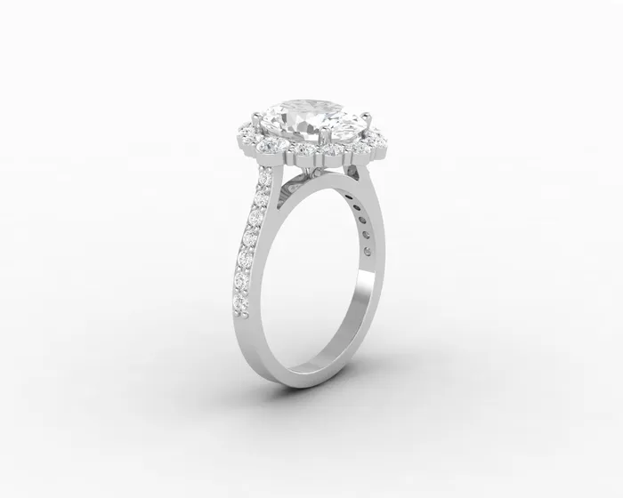 Sapheena Jewelry Rings Enya 20 Ct Oval Cut Halo Moissanite Engagement Ring with Side Stones