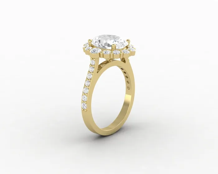 Sapheena Jewelry Rings Enya 20 Ct Oval Cut Halo Moissanite Engagement Ring with Side Stones