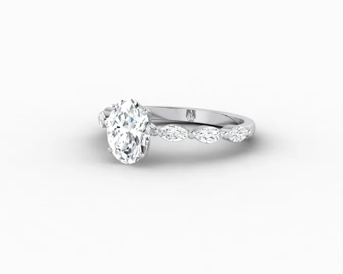 Sapheena Jewelry Rings Giulia 10 Ct Oval Cut Engagement Ring With Marquise Side Stones