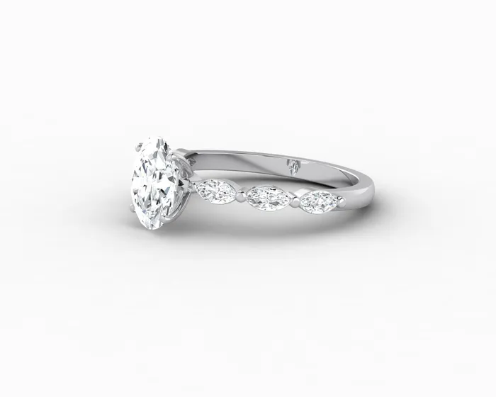 Sapheena Jewelry Rings Giulia 10 Ct Oval Cut Engagement Ring With Marquise Side Stones