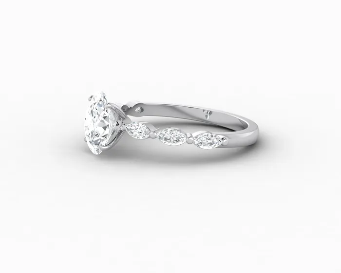 Sapheena Jewelry Rings Giulia 10 Ct Oval Cut Engagement Ring With Marquise Side Stones