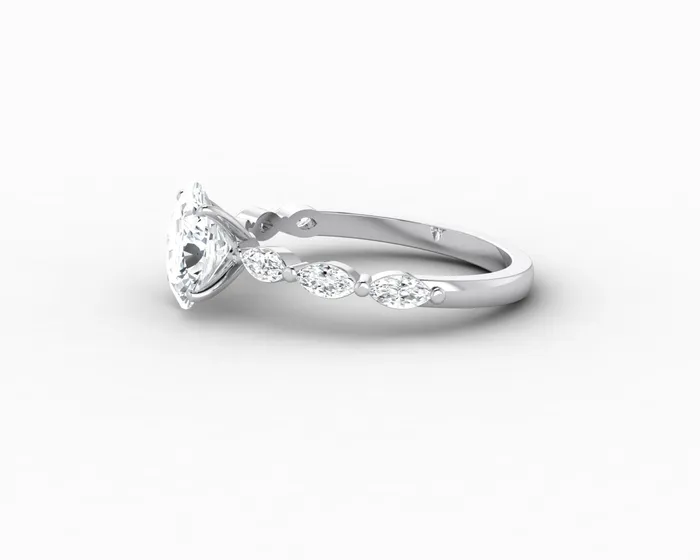 Sapheena Jewelry Rings Giulia 10 Ct Oval Cut Engagement Ring With Marquise Side Stones