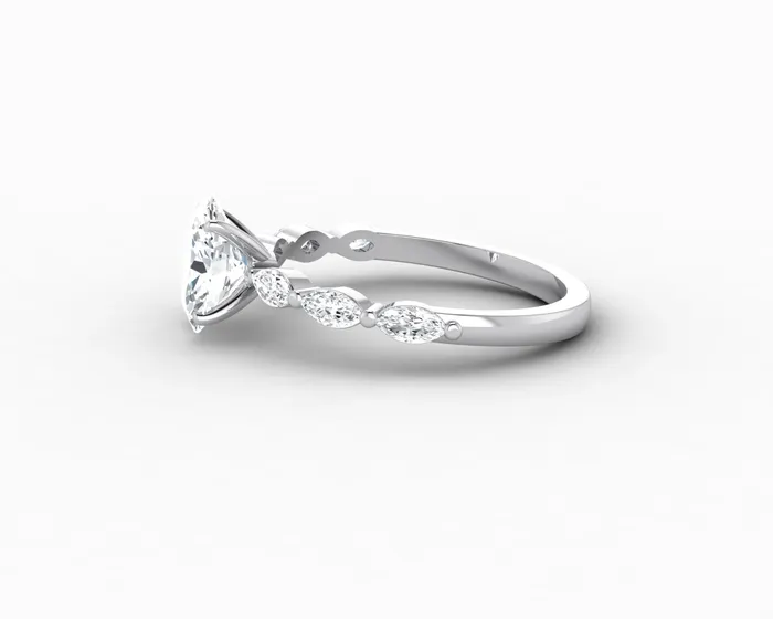 Sapheena Jewelry Rings Giulia 10 Ct Oval Cut Engagement Ring With Marquise Side Stones