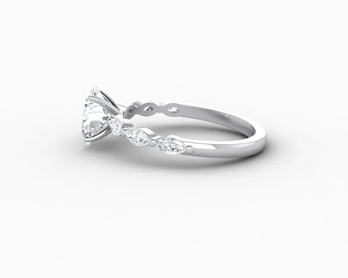 Sapheena Jewelry Rings Giulia 10 Ct Oval Cut Engagement Ring With Marquise Side Stones