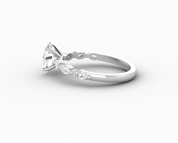 Sapheena Jewelry Rings Giulia 10 Ct Oval Cut Engagement Ring With Marquise Side Stones
