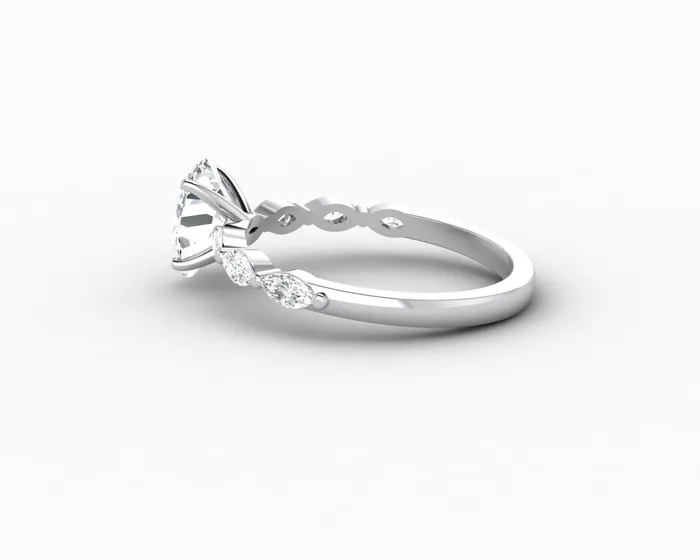 Sapheena Jewelry Rings Giulia 10 Ct Oval Cut Engagement Ring With Marquise Side Stones