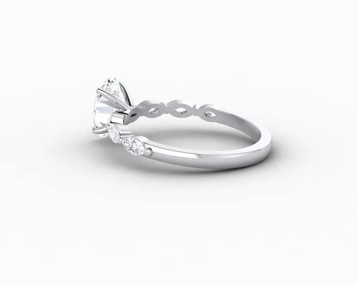 Sapheena Jewelry Rings Giulia 10 Ct Oval Cut Engagement Ring With Marquise Side Stones