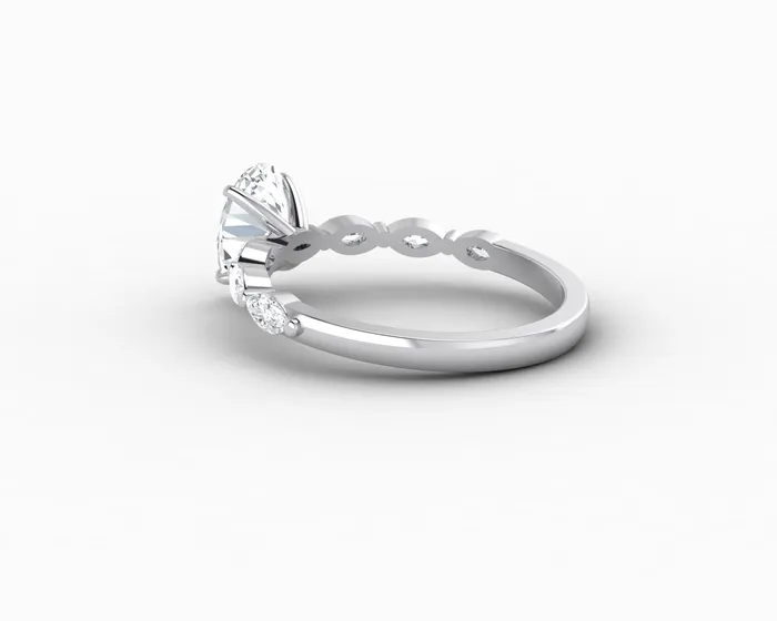 Sapheena Jewelry Rings Giulia 10 Ct Oval Cut Engagement Ring With Marquise Side Stones