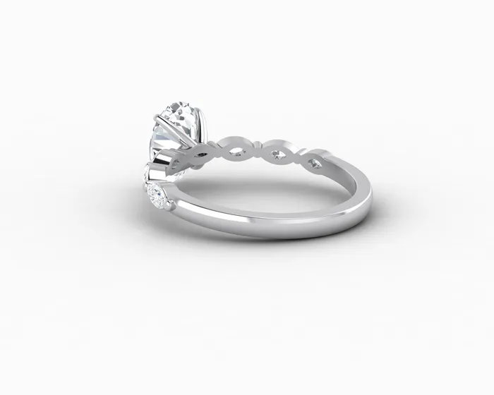 Sapheena Jewelry Rings Giulia 10 Ct Oval Cut Engagement Ring With Marquise Side Stones