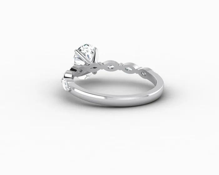 Sapheena Jewelry Rings Giulia 10 Ct Oval Cut Engagement Ring With Marquise Side Stones