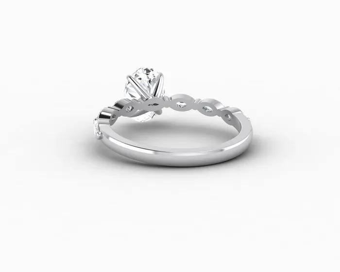 Sapheena Jewelry Rings Giulia 10 Ct Oval Cut Engagement Ring With Marquise Side Stones