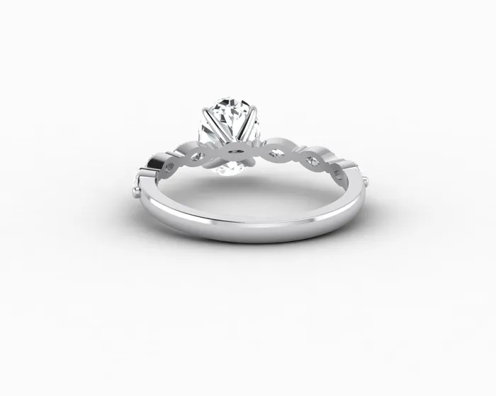 Sapheena Jewelry Rings Giulia 10 Ct Oval Cut Engagement Ring With Marquise Side Stones