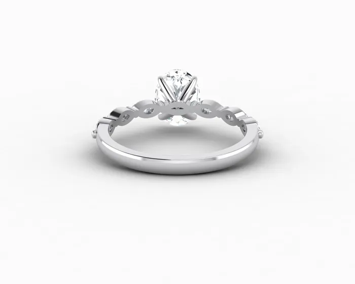 Sapheena Jewelry Rings Giulia 10 Ct Oval Cut Engagement Ring With Marquise Side Stones