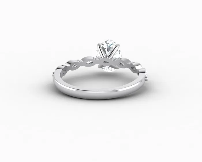 Sapheena Jewelry Rings Giulia 10 Ct Oval Cut Engagement Ring With Marquise Side Stones